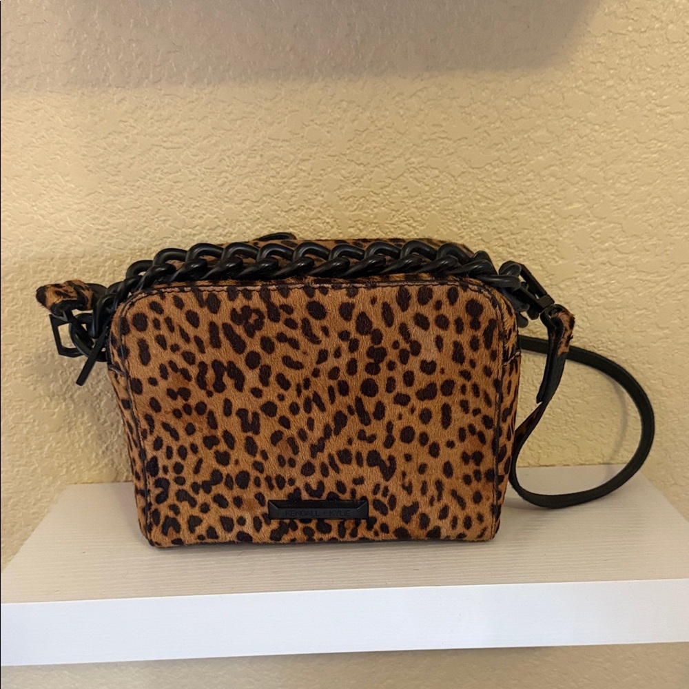 Kendall & Kylie Animal Print Crossbody Bag with Black Chain